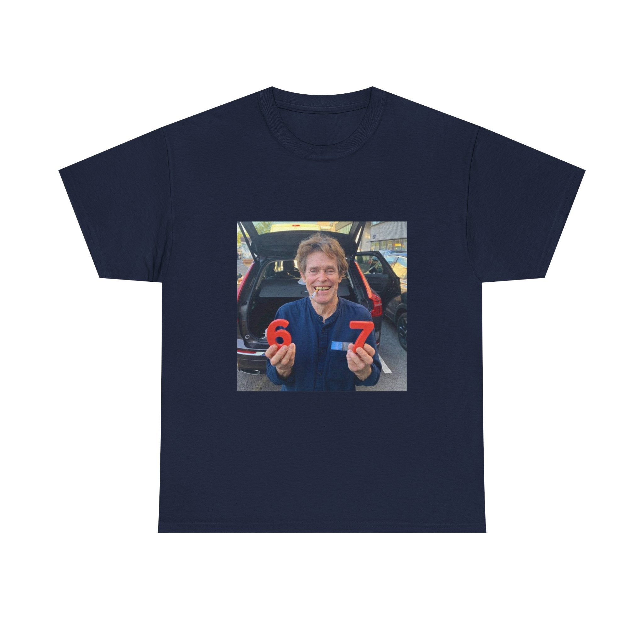 Willem Dafoe Holding 6 7 Tee | Smoking Cigarette Graphic