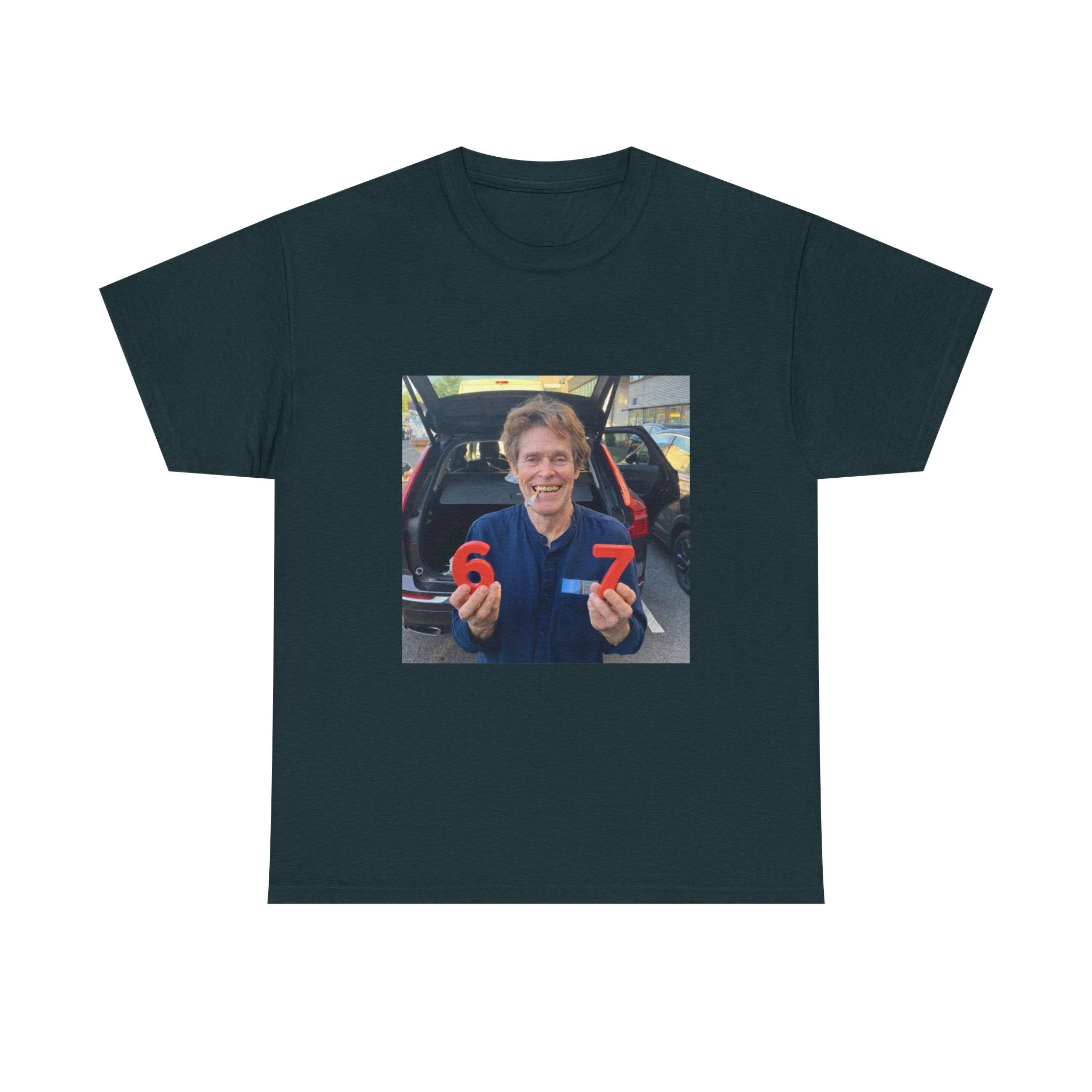 Willem Dafoe Holding 6 7 Tee | Smoking Cigarette Graphic