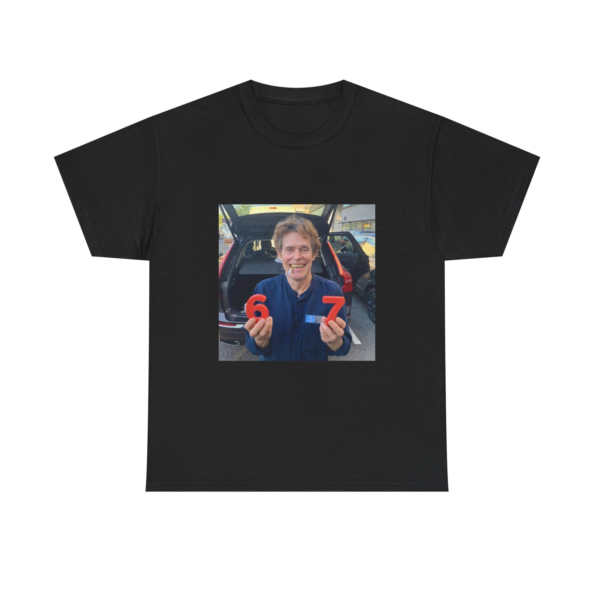 Willem Dafoe Holding 6 7 Tee | Smoking Cigarette Graphic